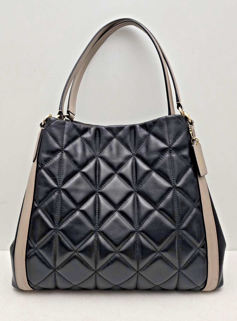 Coach Phoebe Quilted Shoulder Bag Black/Taupe F38257